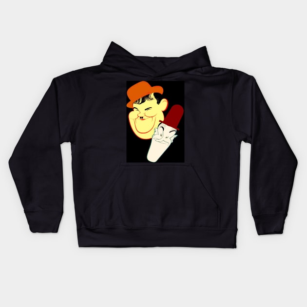 Laurel and Hardy Vintage Comic Caricature Print Kids Hoodie by posterbobs